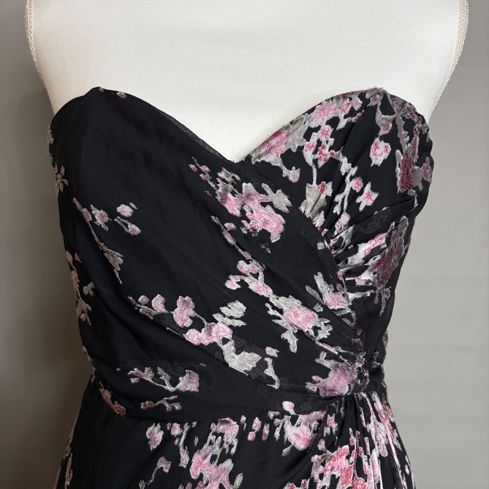 Chrissy Teigen x Revolve Evening Dress XS Black Floral Strapless Shirt Homecomin - Picture 7 of 11